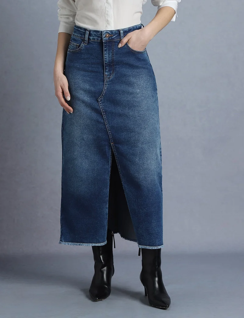 inkd تنورة جينز نسائية – فيت مرن وراحة